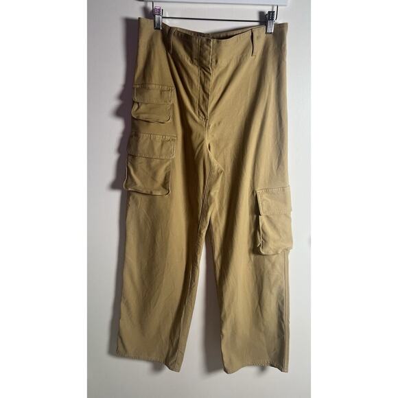 Wilfred Free Pants Sz 10 Khaki Aritzia Picture Cargo Wide Leg High Rise Stretchy - Picture 2 of 12